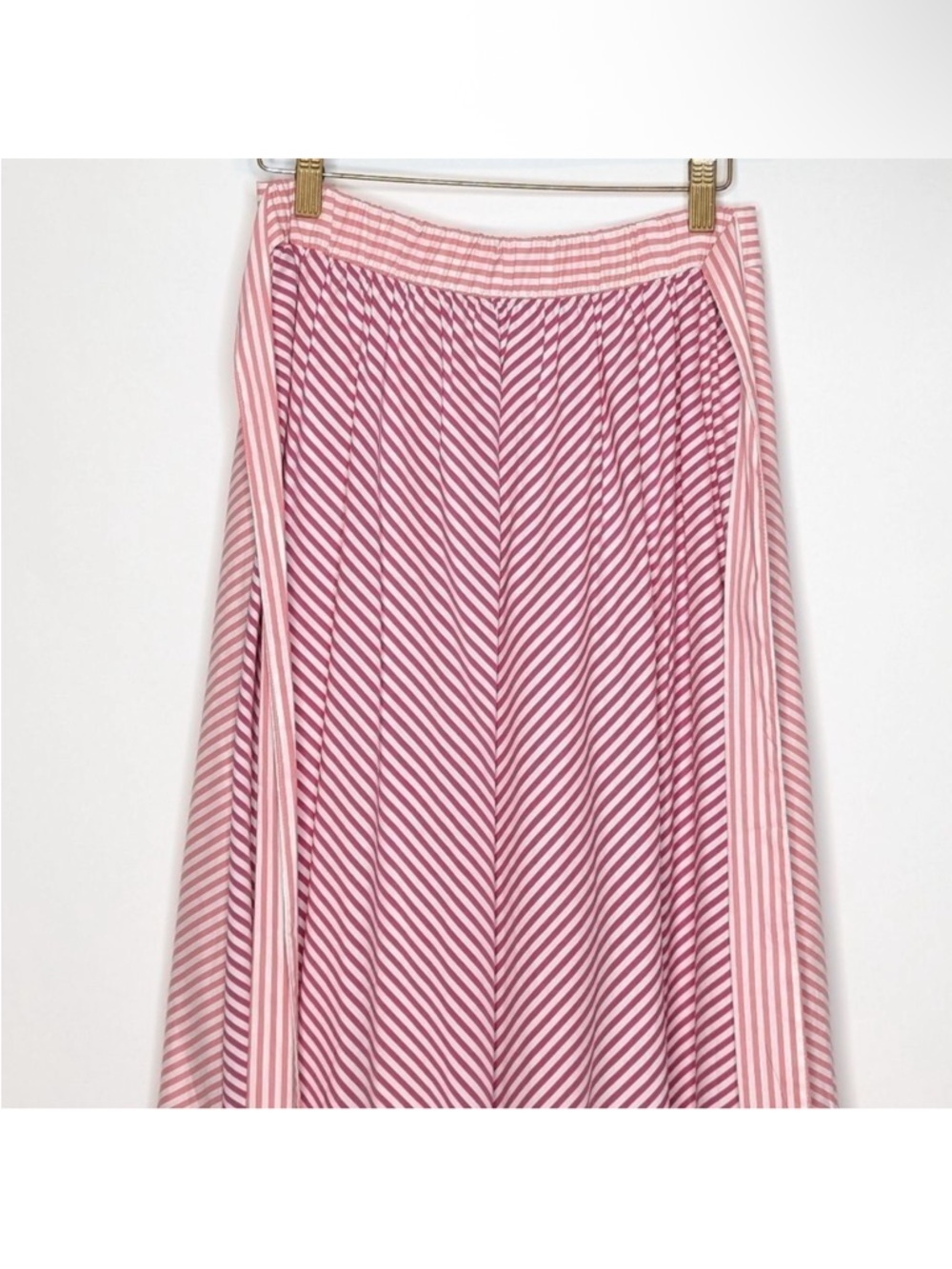 Anthropologie Maeve Penny Ruffled Pink Stripe Maxi Skirt Small - Picture 3 of 7